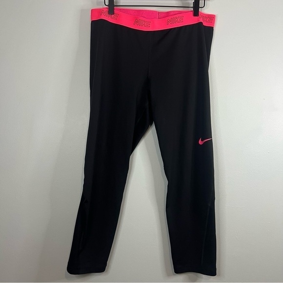 Nike Pro Black / Pink Performance DriFit Cropped Leggings 2XL - Picture 1 of 5